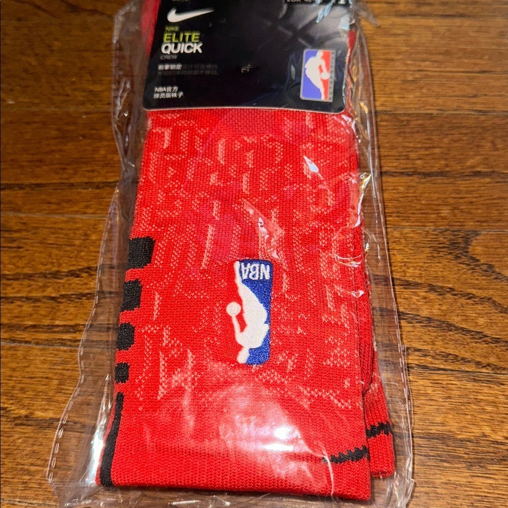 Nike Elite Quick Crew NBA Basketball Sock Red Black Pattern - NEW - MENS LARGE
